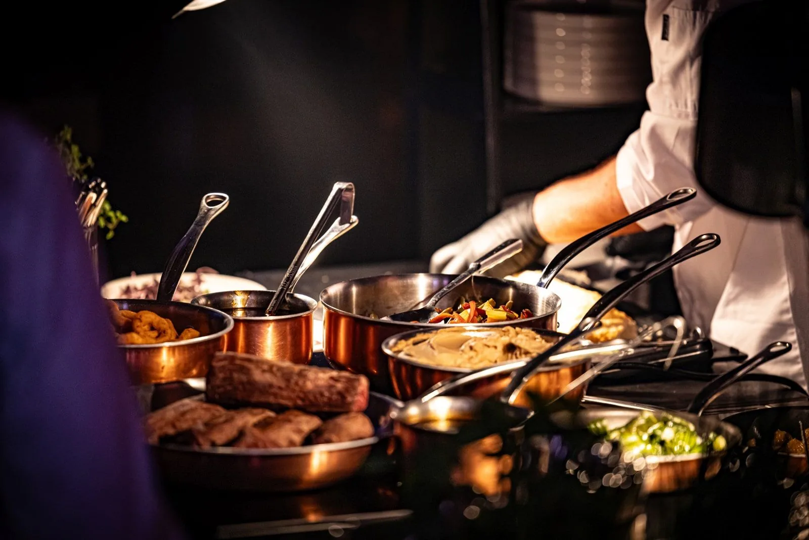 Food preparation in a mobile event kitchen