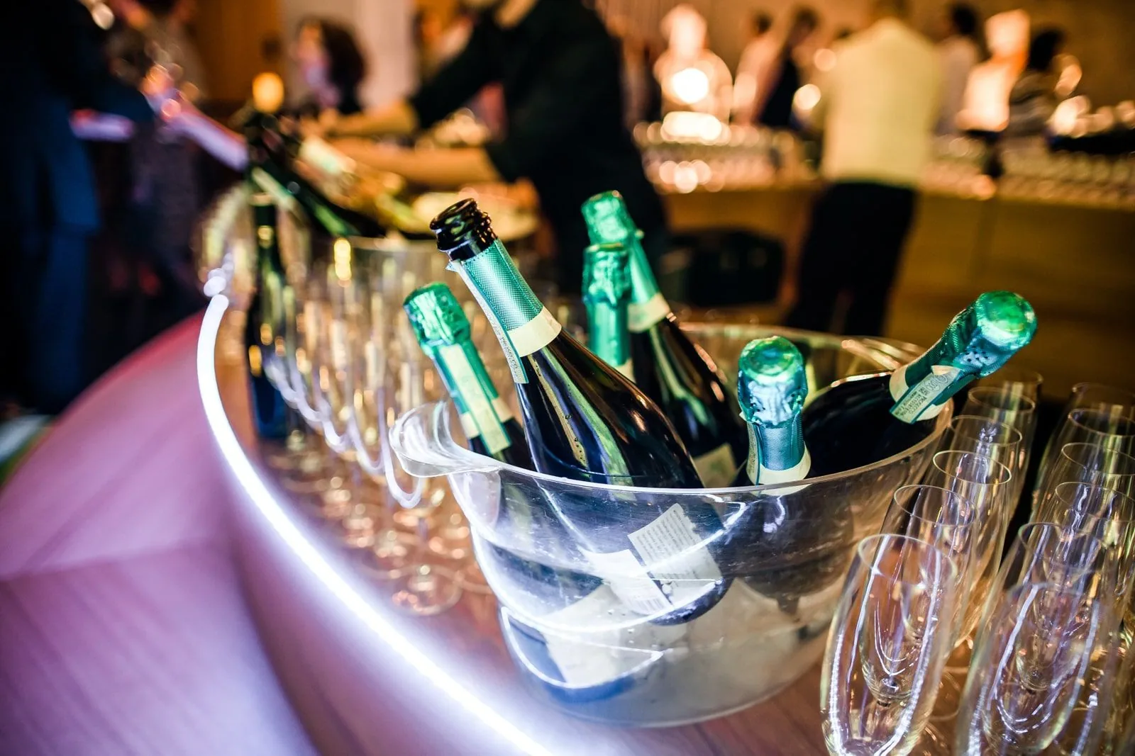 Chilled drinks prepared for guests
