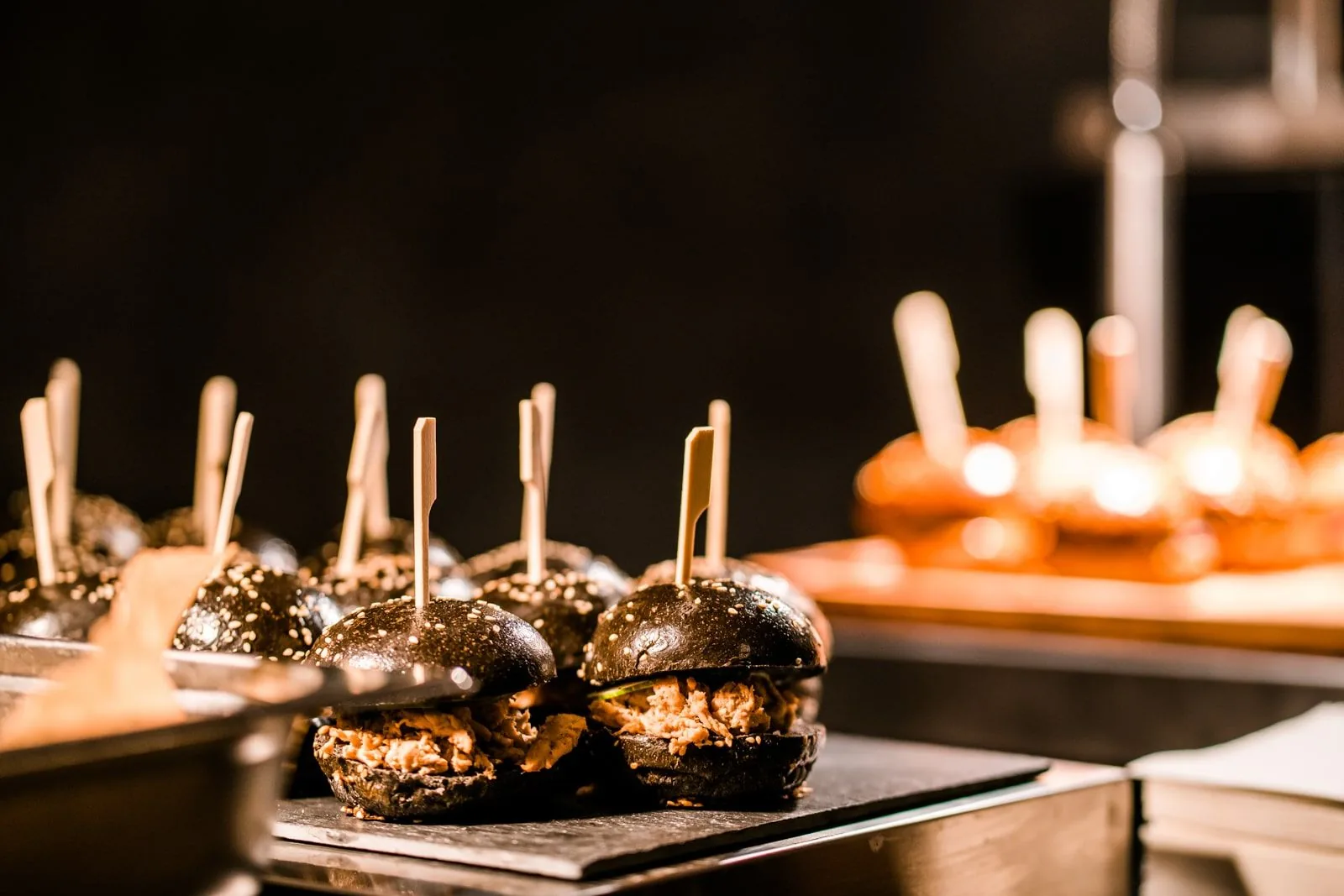 Detail of finger food prepared for guests