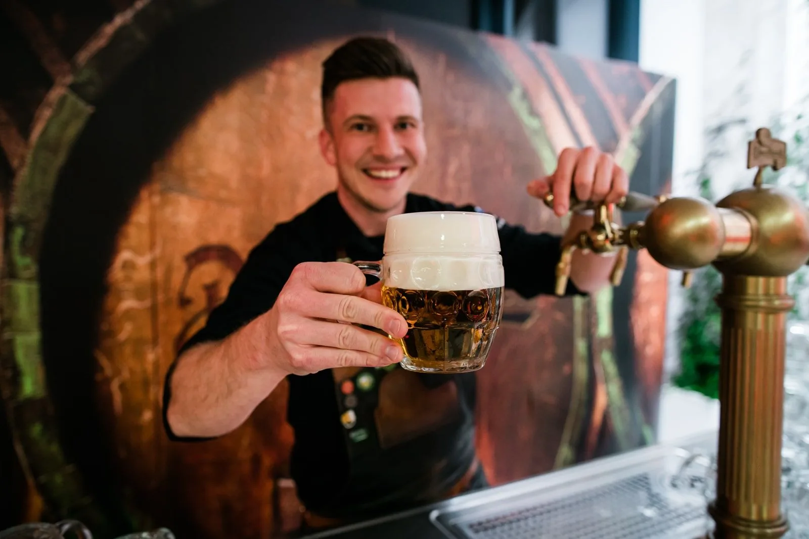 Bartender serving drinks during a social event