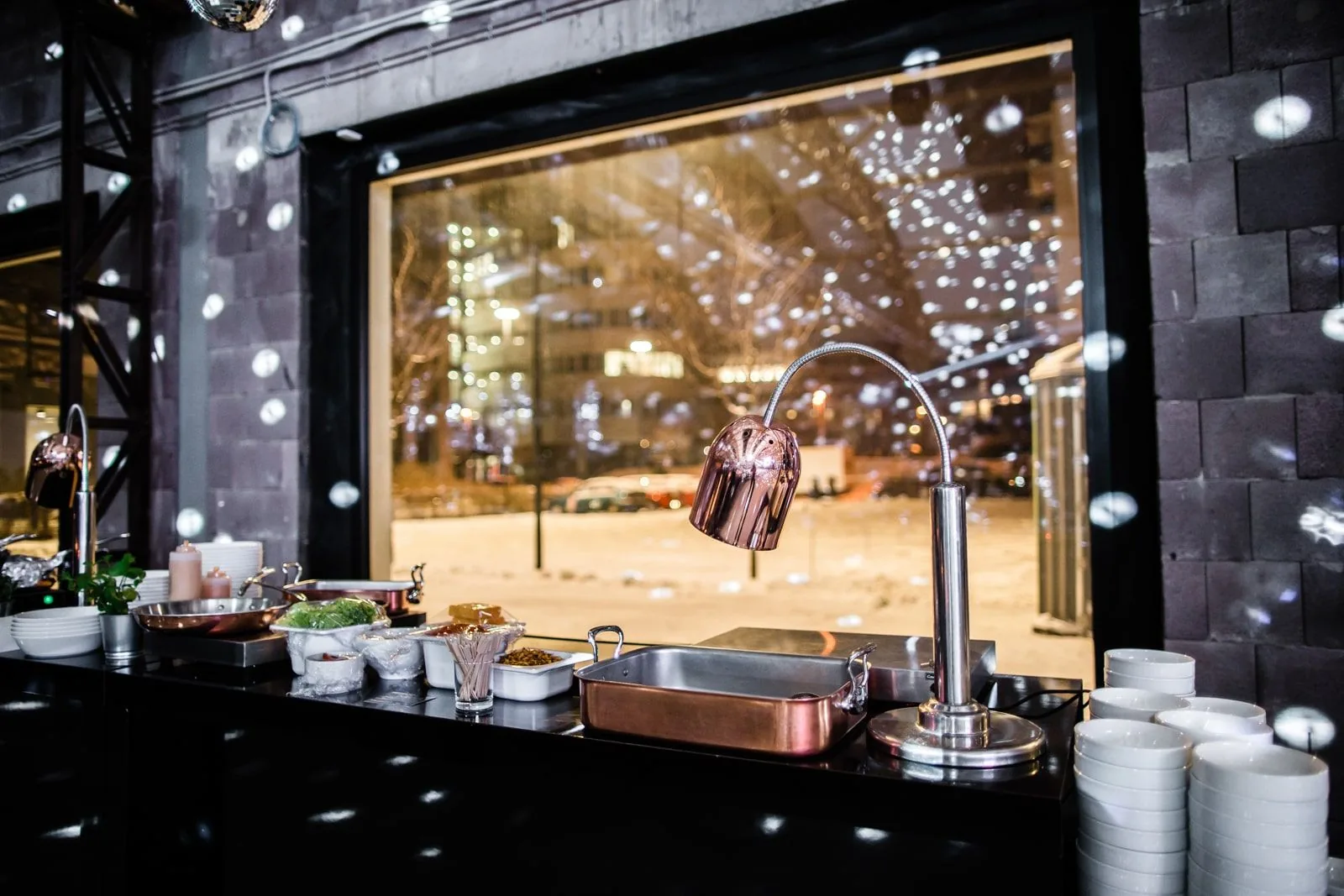 Event venue with catering service prepared